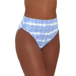 Women's Freshwater Print Banded High-Leg Swim Bottoms -Free the Roses shop 5174048 Peri