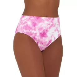 Women's Freshwater High-Waist Swim Bottoms -Free the Roses shop 5178071 Tie Dye Pink