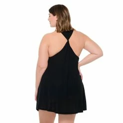 Plus Size Freshwater Twist Back Swim Cover-Up Dress -Free the Roses shop 5198063 ALT