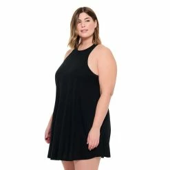 Plus Size Freshwater Twist Back Swim Cover-Up Dress -Free the Roses shop 5198063 ALT2