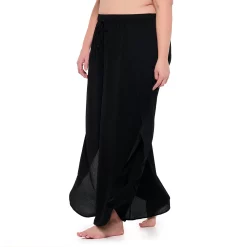 Plus Size Freshwater Side-Slit Swim Cover-Up Pants -Free the Roses shop 5198065 ALT2
