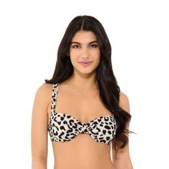 Women's Freshwater Cheetah-Print Shirred Bikini Top