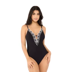 Women's Freshwater Lace Trim V-Neck One-Piece Swimsuit