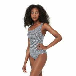Women's Freshwater Striped One-Shoulder One-Piece Swimsuit -Free the Roses shop 5268469 ALT2