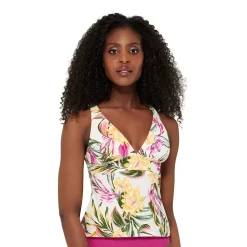 Women's Freshwater Print V-Neck Tankini Top -Free the Roses shop 5268470 Cabana