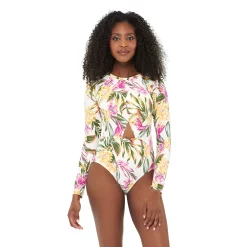 Women's Freshwater Cutout Long Sleeve One-Piece Swimsuit