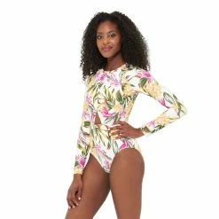 Women's Freshwater Cutout Long Sleeve One-Piece Swimsuit -Free the Roses shop 5268972 ALT2