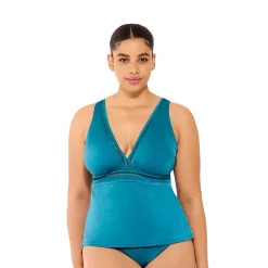 Plus Size Freshwater D-Cup Ladder-Trim Tankini Top