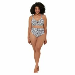 Plus Size Freshwater Bow-Front Banded Bikini Top -Free the Roses shop 5269625 ALT3