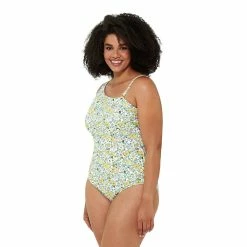 Plus Size Freshwater D-Cup Floral One-Shoulder One-Piece Swimsuit -Free the Roses shop 5269633 ALT2