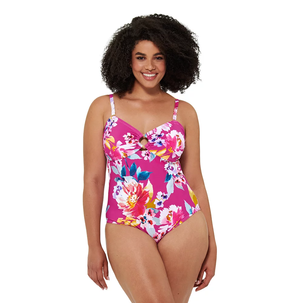 Women's Freshwater Floral O-Ring One-Piece Swimsuit 1 Women's Freshwater Floral O-Ring One-Piece Swimsuit