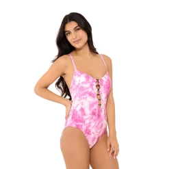 Women's Freshwater Tie-Dye O-Ring One-Piece Swimsuit -Free the Roses shop 5270147 ALT2