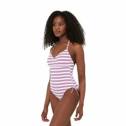 Women's Freshwater Ruched-Side Tie-Dye Halter One-Piece Swimsuit -Free the Roses shop 5270148 ALT2