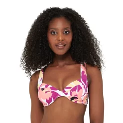 Women's Freshwater Print Underwire Lace-Up Bikini Top
