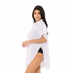 Women's Freshwater Tie-Front Swim Cover-Up Shirt -Free the Roses shop 5271118 ALT2