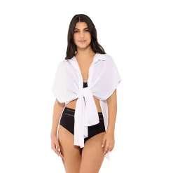 Women's Freshwater Tie-Front Swim Cover-Up Shirt -Free the Roses shop 5271118 ALT3