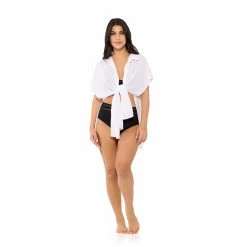 Women's Freshwater Tie-Front Swim Cover-Up Shirt -Free the Roses shop 5271118 ALT4
