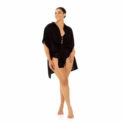 Plus Size Freshwater Tie-Front Swim Cover-Up Shirt -Free the Roses shop 5271122 ALT3