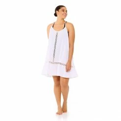 Plus Size Freshwater Eyelet-Trim Swim Cover-Up Dress -Free the Roses shop 5271123 ALT3