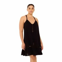 Plus Size Freshwater Eyelet-Trim Swim Cover-Up Dress