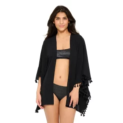 Women's Freshwater Tassel-Trim Swim Cover-Up Kimono -Free the Roses shop 5271125 Black
