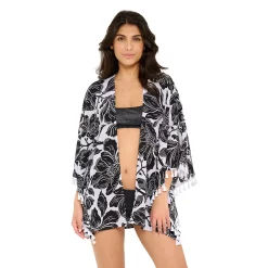 Women's Freshwater Tassel-Trim Swim Cover-Up Kimono -Free the Roses shop 5271125 Floral Soul