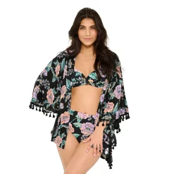 Women's Freshwater Tassel-Trim Swim Cover-Up Kimono -Free the Roses shop 5271125 Gard Dream