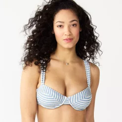 Women's Freshwater Print Underwire Bikini Top -Free the Roses shop 5508369 Chambray