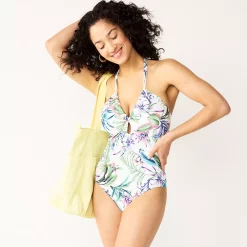 Women's Freshwater Keyhole Halter One-Piece Swimsuit
