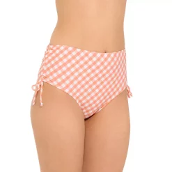 Women's Freshwater Checked Ruched High-Waist Swim Bottoms