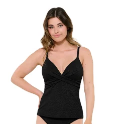 Women's Freshwater Front-Wrap Tankini Top -Free the Roses shop 5772975 Black Leopard
