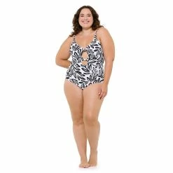 Plus Size Freshwater Cutout Knotted One-Piece Swimsuit 9 Plus Size Freshwater Cutout Knotted One-Piece Swimsuit -Free the Roses shop 5773003 ALT3