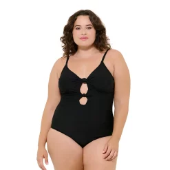 Plus Size Freshwater Cutout Knotted One-Piece Swimsuit