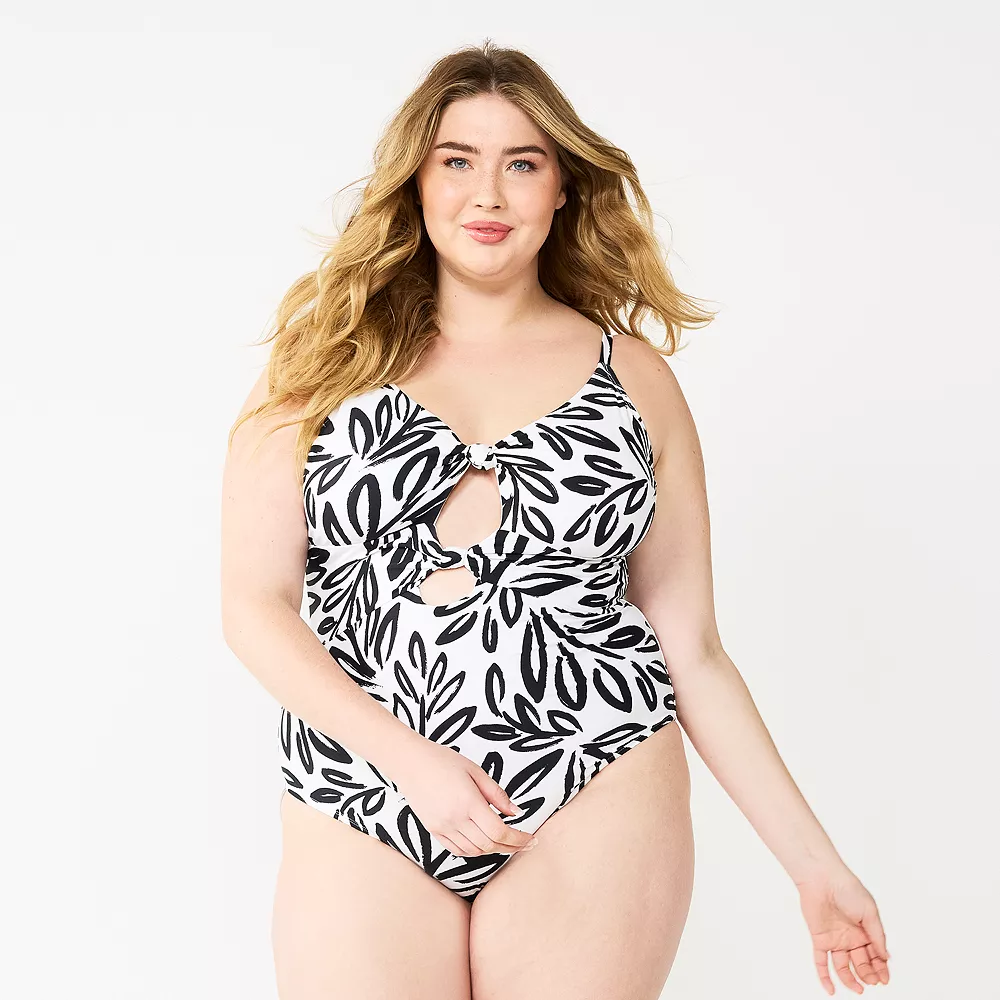 Plus Size Freshwater Cutout Knotted One-Piece Swimsuit 2 Plus Size Freshwater Cutout Knotted One-Piece Swimsuit - Image 2