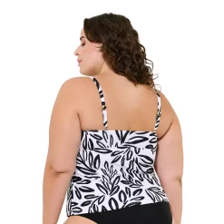 Plus Size Freshwater Twisted Cutout Tankini Top -Free the Roses shop 5773007 ALT
