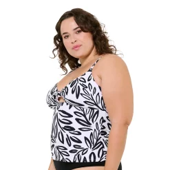 Plus Size Freshwater Twisted Cutout Tankini Top -Free the Roses shop 5773007 ALT3