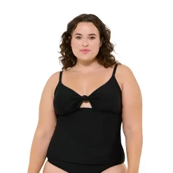 Plus Size Freshwater Twisted Cutout Tankini Top