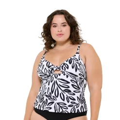 Plus Size Freshwater Twisted Cutout Tankini Top -Free the Roses shop 5773007 Palm Party