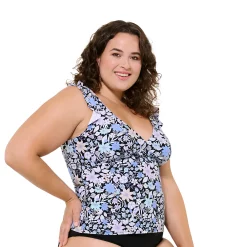 Plus Size Freshwater Ruffled Strap Tankini Top -Free the Roses shop 5773012 ALT2