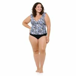 Plus Size Freshwater Ruffled Strap Tankini Top -Free the Roses shop 5773012 ALT3