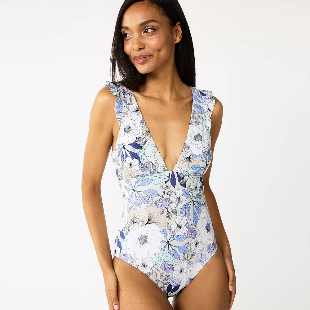 Women's Freshwater Ruffled Strap One-Piece Swimsuit 1 Women's Freshwater Ruffled Strap One-Piece Swimsuit