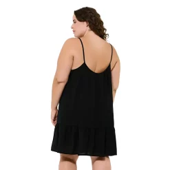 Plus Size Freshwater Tiered Swim Cover-Up Dress -Free the Roses shop 5775468 ALT