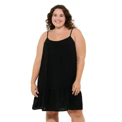 Plus Size Freshwater Tiered Swim Cover-Up Dress