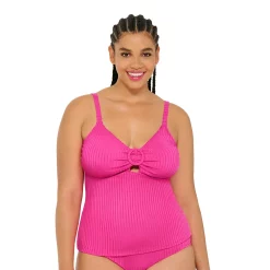 Plus Size Freshwater Ribbed O-Ring Tankini Top