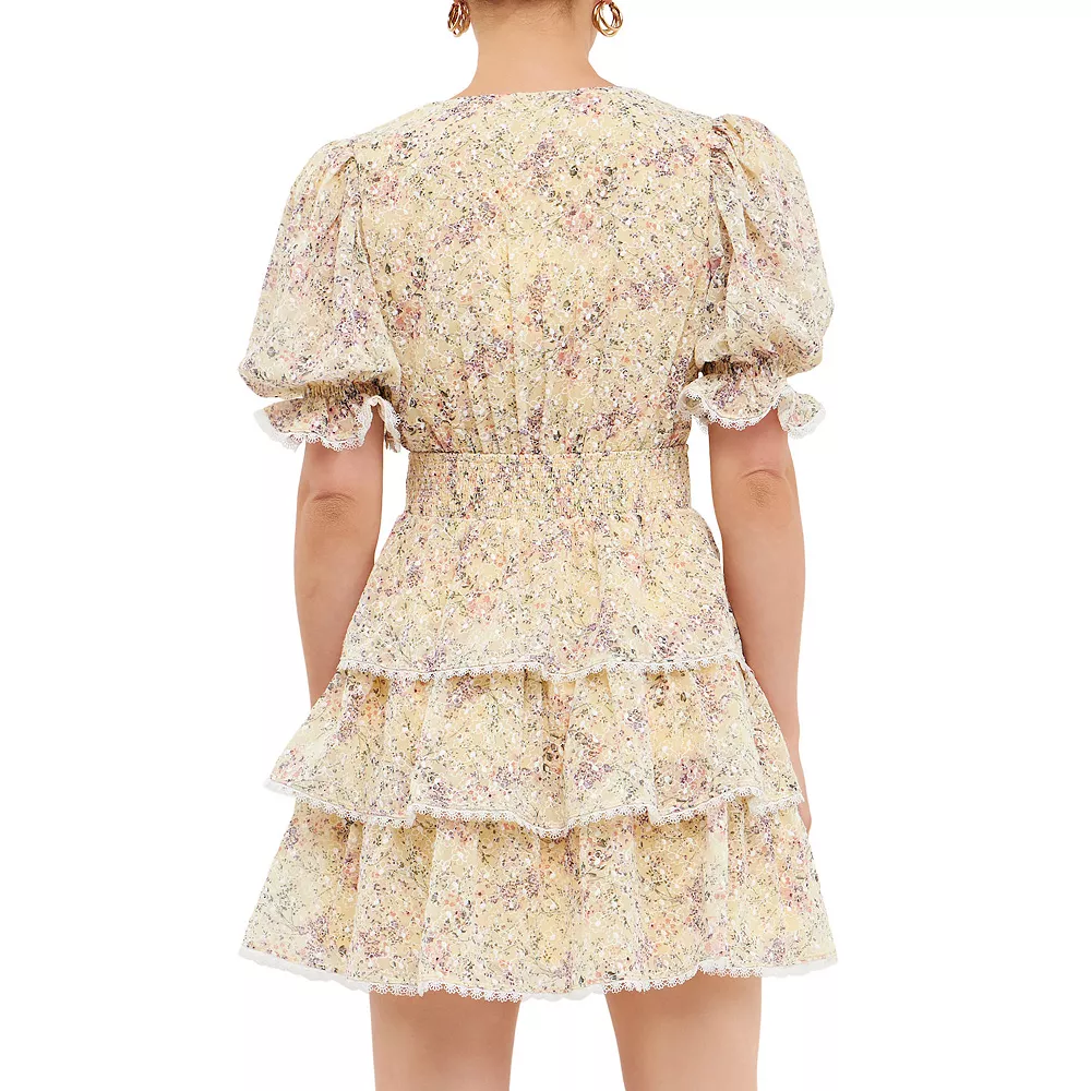 Embroidered Chiffon Tiered Front Bow Tie Mini 2 Embroidered Chiffon Tiered Front Bow Tie Mini - Image 2