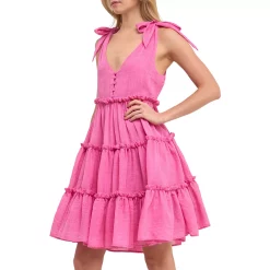 3 Tiers Tie Shoulder Mini Dress -Free the Roses shop 5965975 ALT2