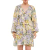 Voluminous Flowy Floral Mini Dress