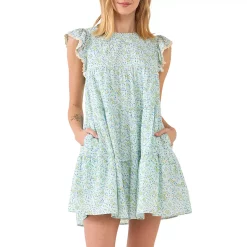 Floral print with Embroidery Babydoll Dress