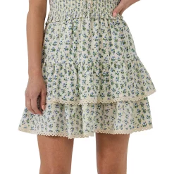 Floral Lace Trim Detail Mini Skirt