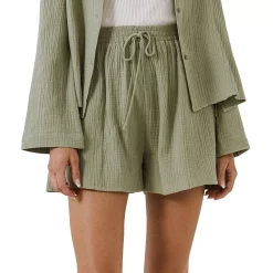 Gauze Shorts With Thick Elastic Band And Pockets -Free the Roses shop 5966353 Pistachio